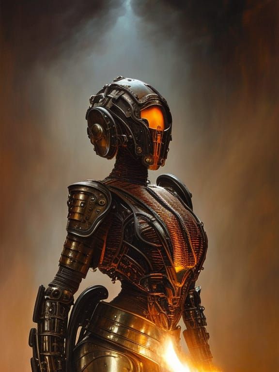 Pangolin Girl in Gothic Sci-Fi Factory