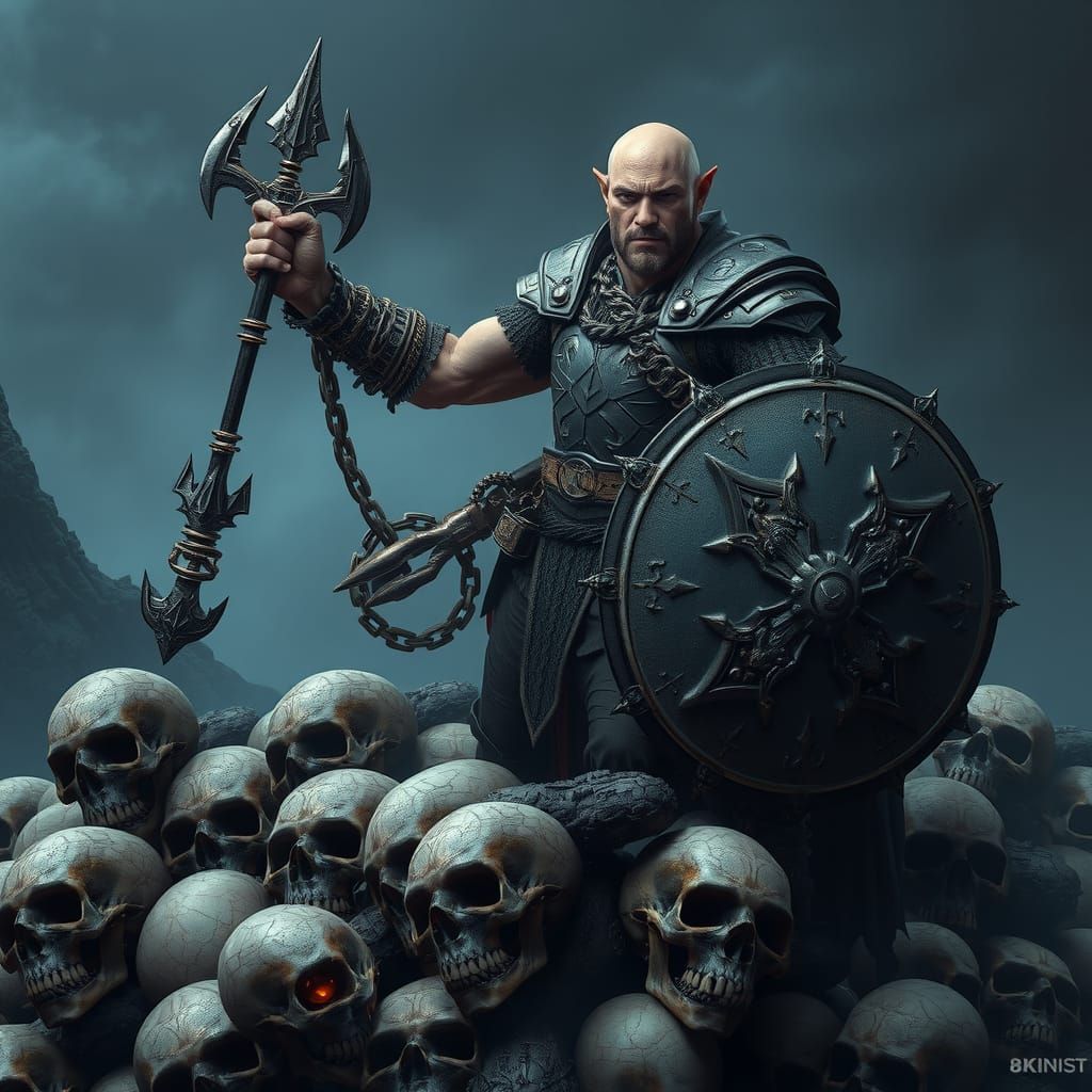 Heroic Paladin on Mountain of Skulls