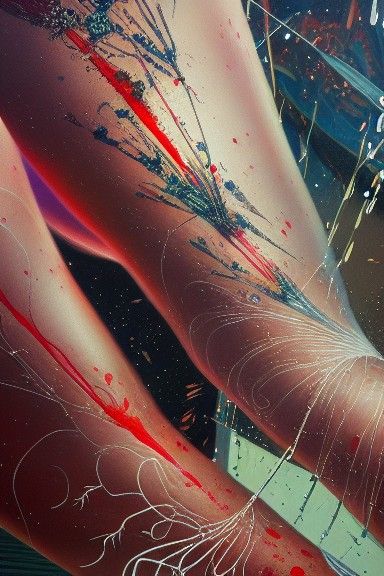 Track Marks Arm as Oil Painting