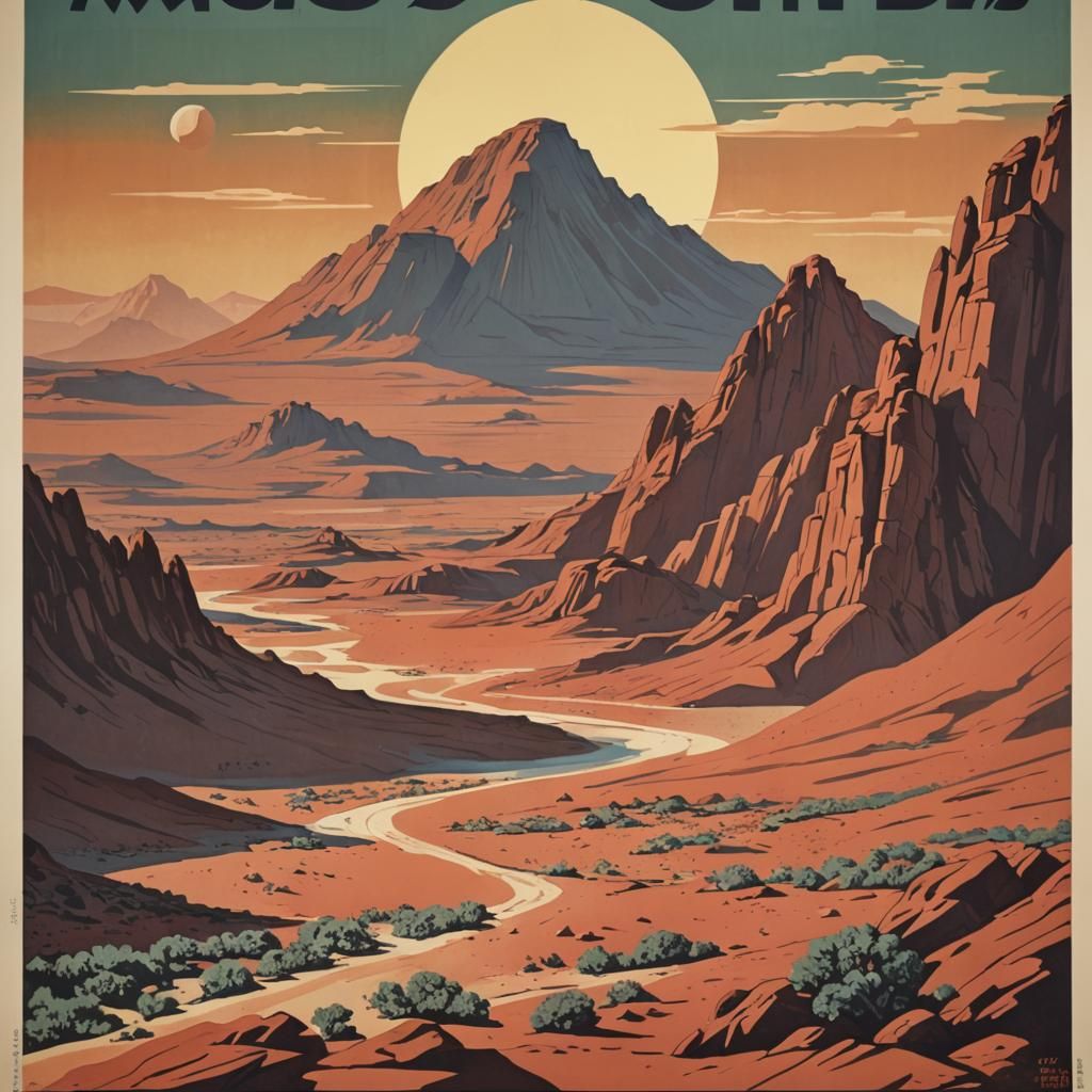 Mons Olympus Mars Vintage National Park Poster