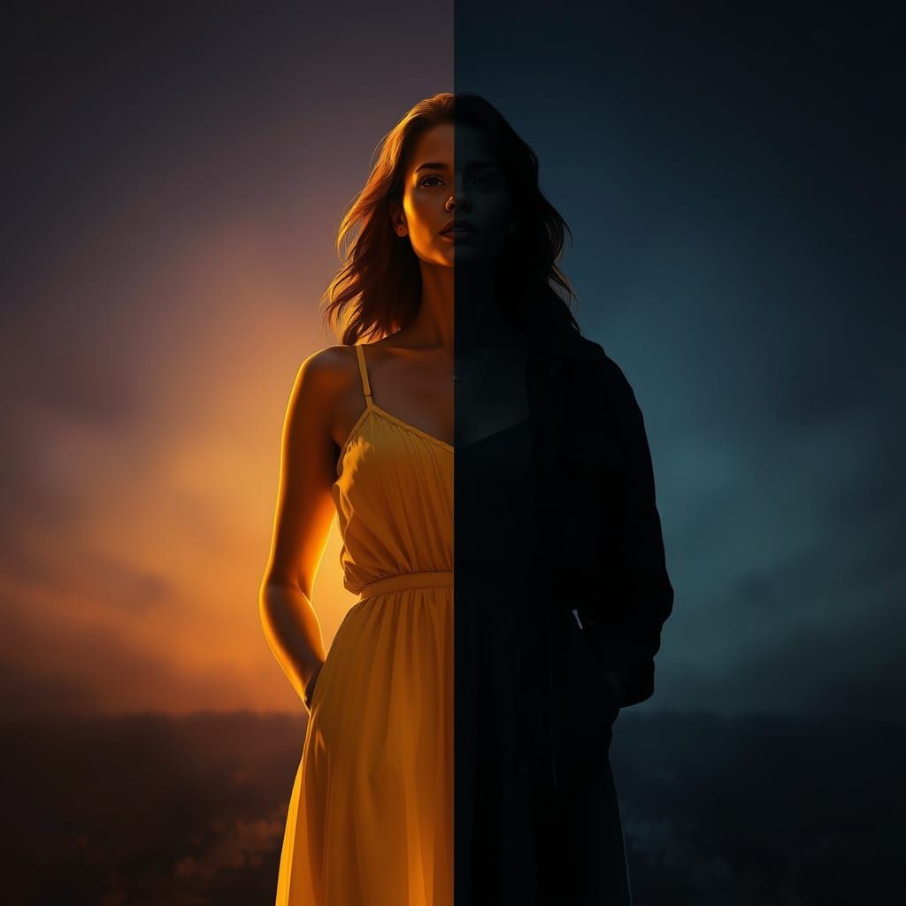 Day and Night Woman in Digital Surrealism