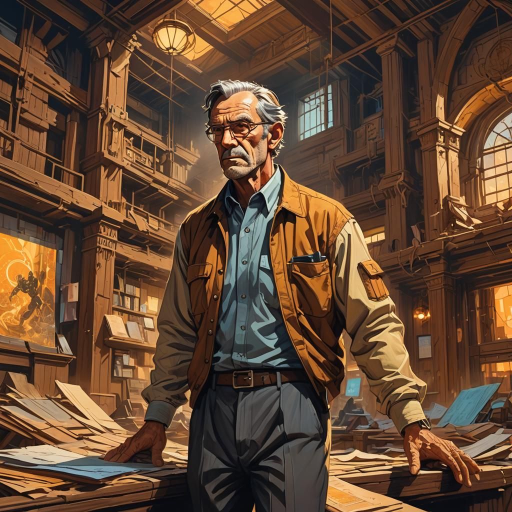 Overwhelmed Man with Multiple Arms in Cyberpunk Style