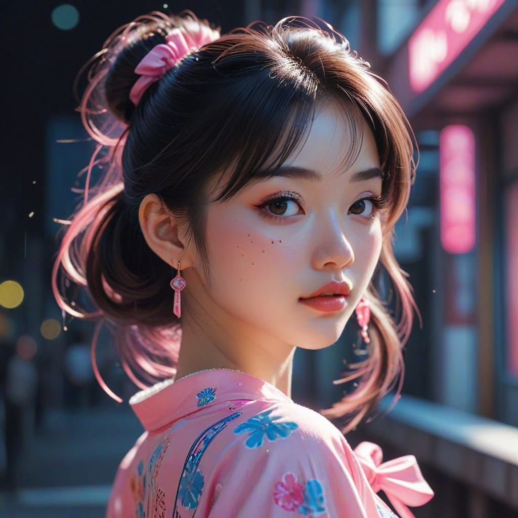 Vibrant Anime Portrait in Niji Style