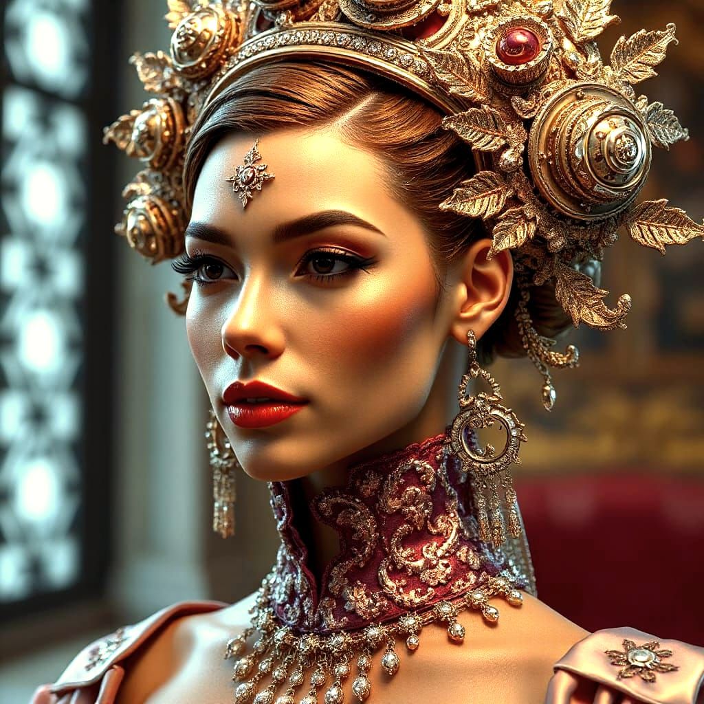 Luxurious Elegance: 3D Supermodel in Avant-Garde Style