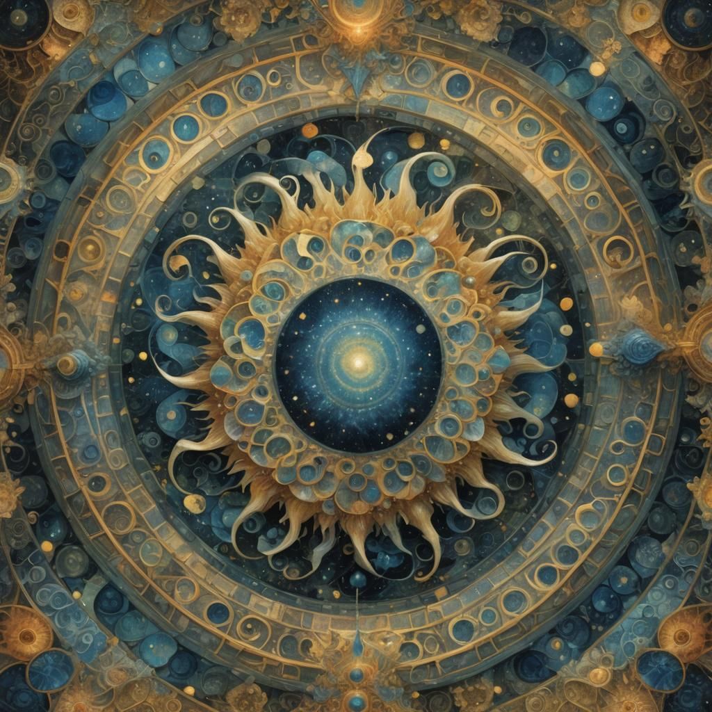 Surreal Triskelion Iris in Mixed Artistic Styles