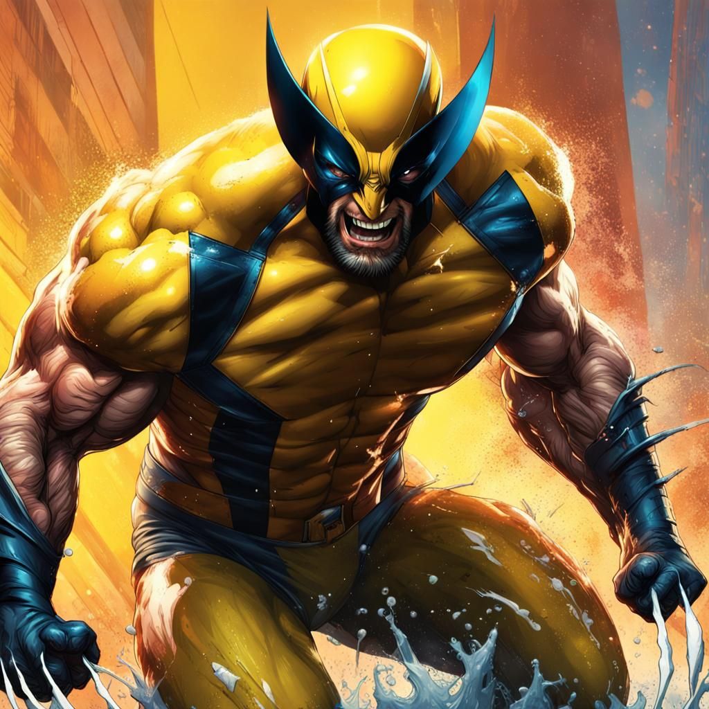 epic, cinematic, Massive, widescreen, ooze power, Whole Body, bigger chest, Wolverine X-Man