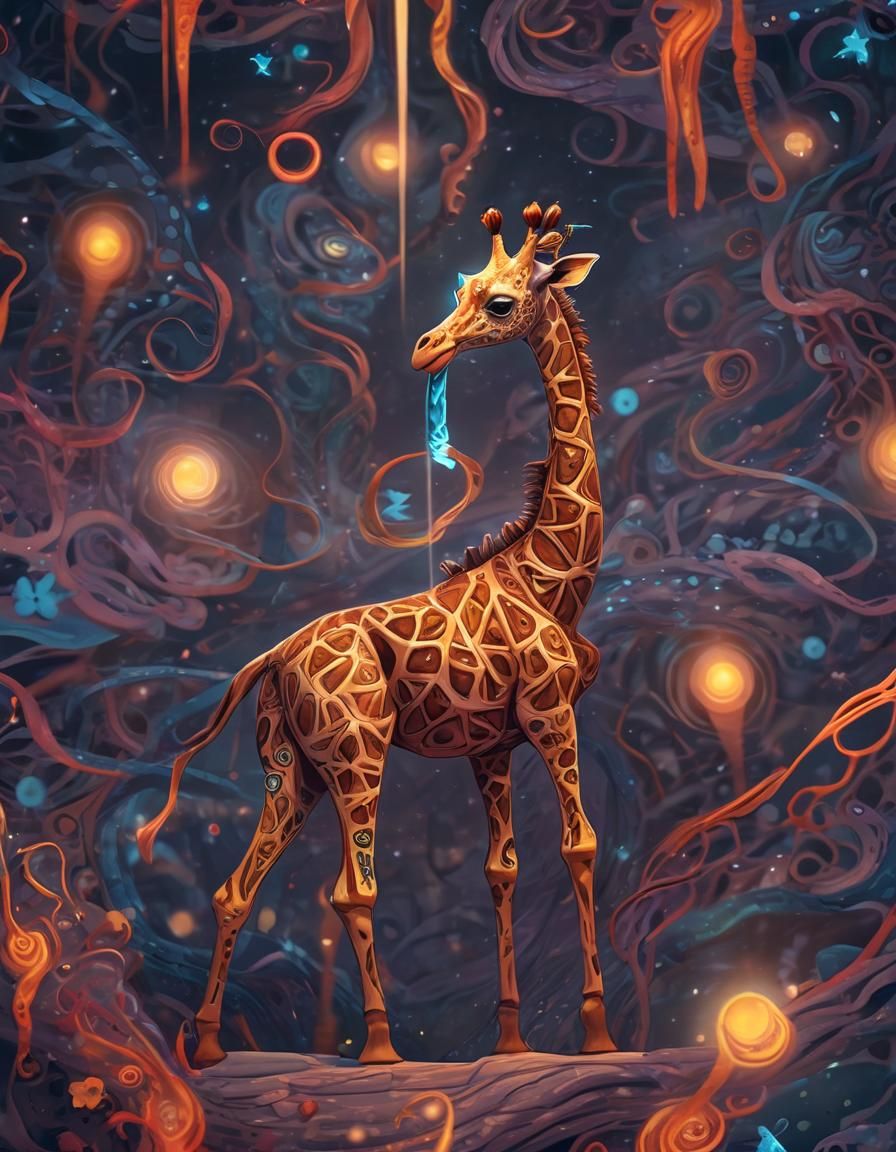 Whimsical Chibi Giraffe in Dreamworld Splendor