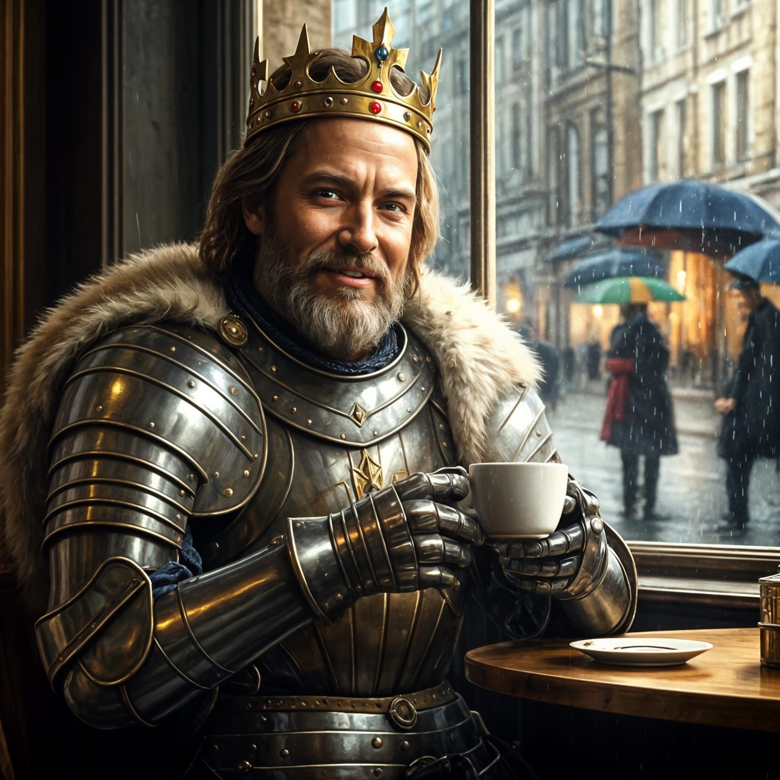 Historical King Arthur in Modern Cafe Scene