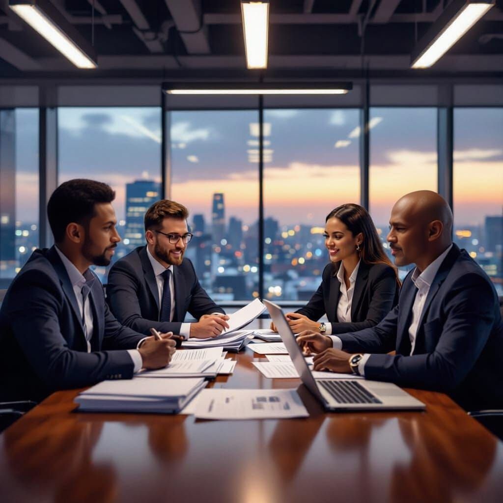 Diverse Professionals Discussing SBA Loans in Office