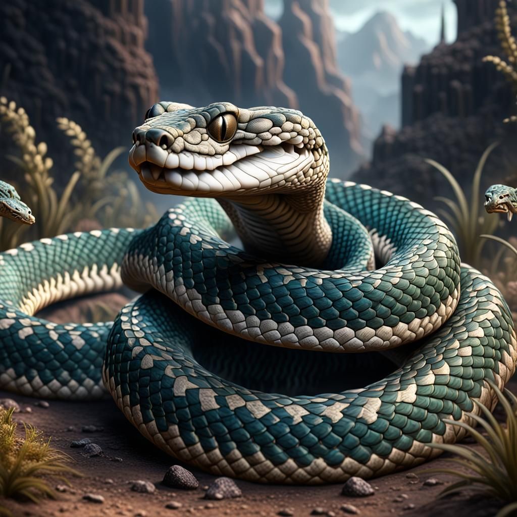 Detailed Diamondback Rattlesnake Matte Painting