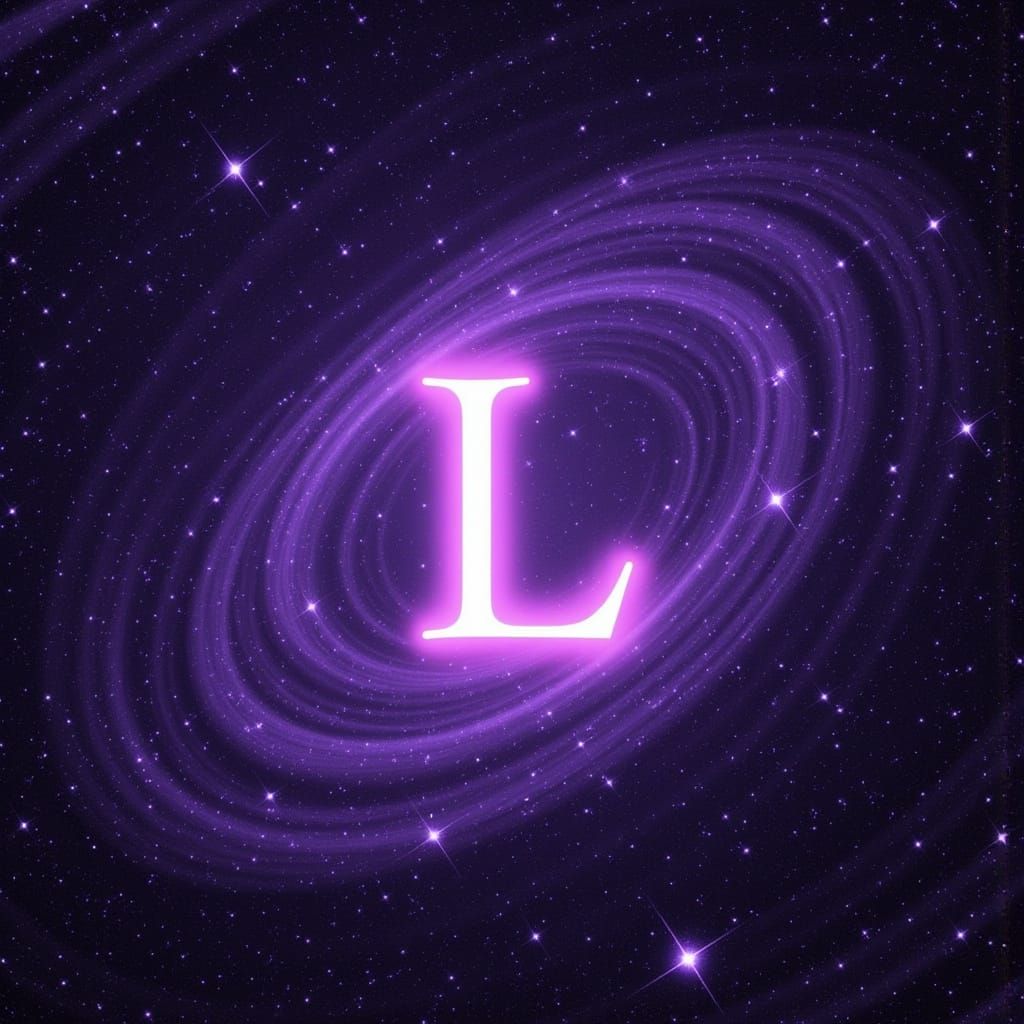 Luminous Letter L in Celestial Flames