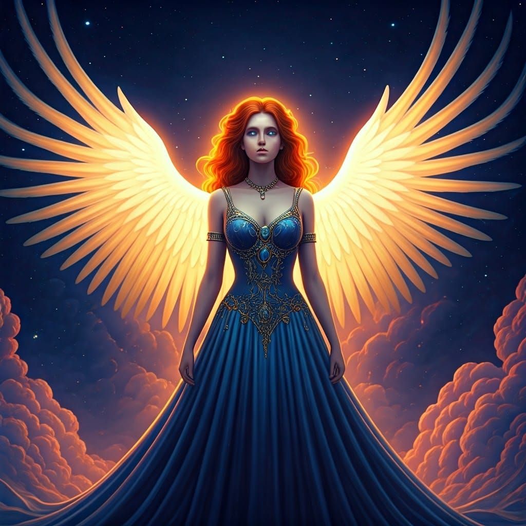 Radiant Celestial Goddess in Vibrant Cosmic Expanse