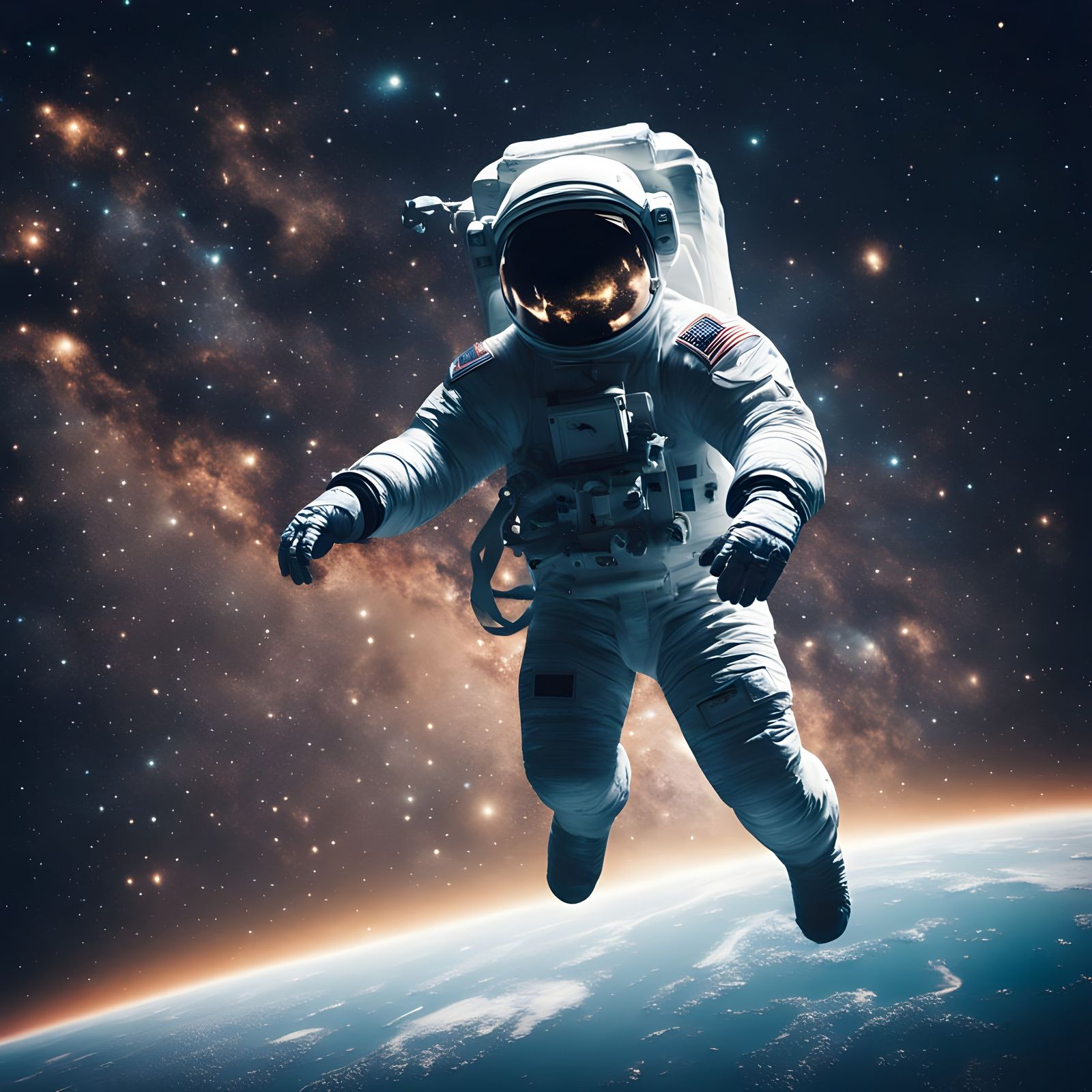 Astronaut Drifting in Starry Space