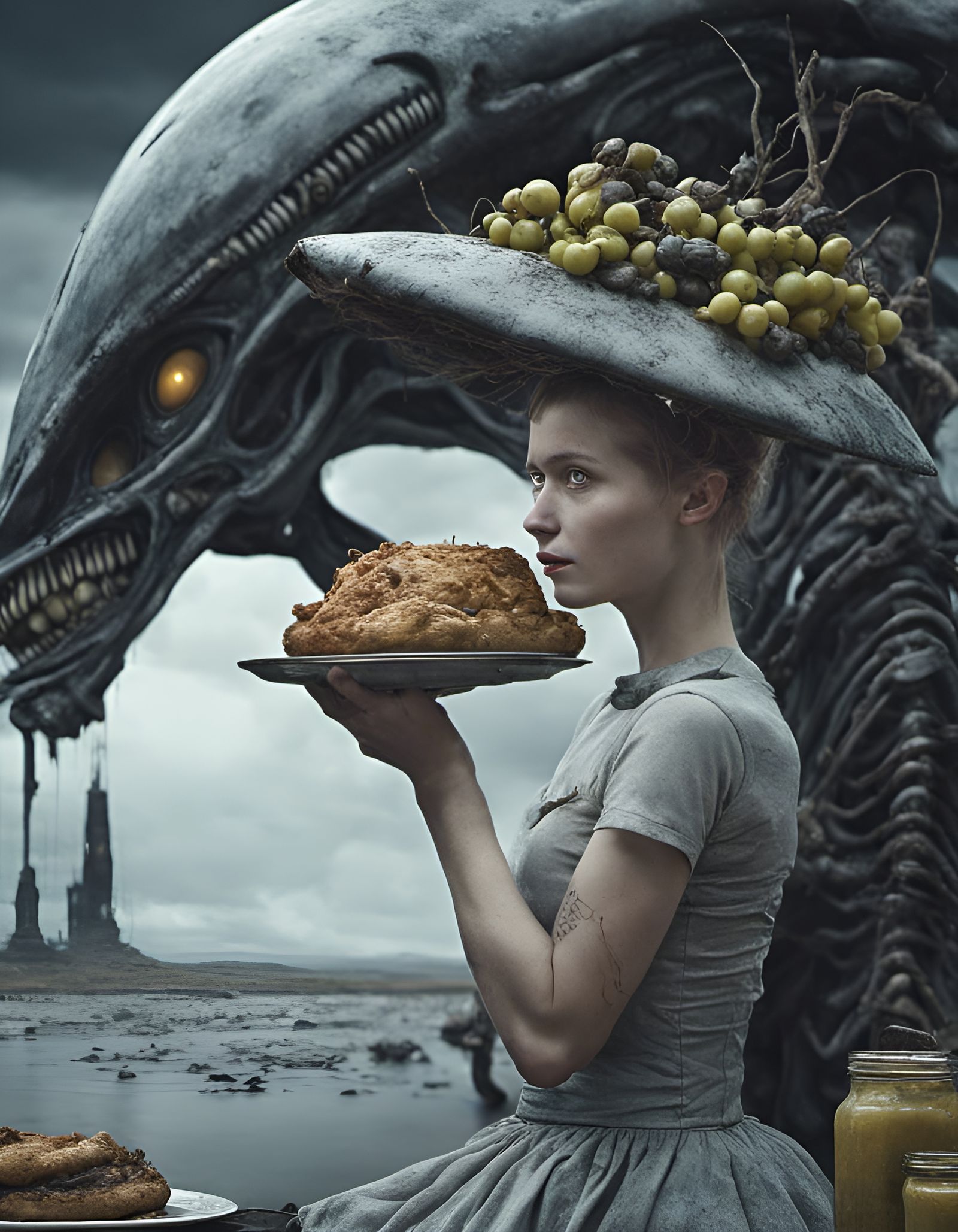 Dreamlike Alien Feast in Hyperrealistic Digital Art