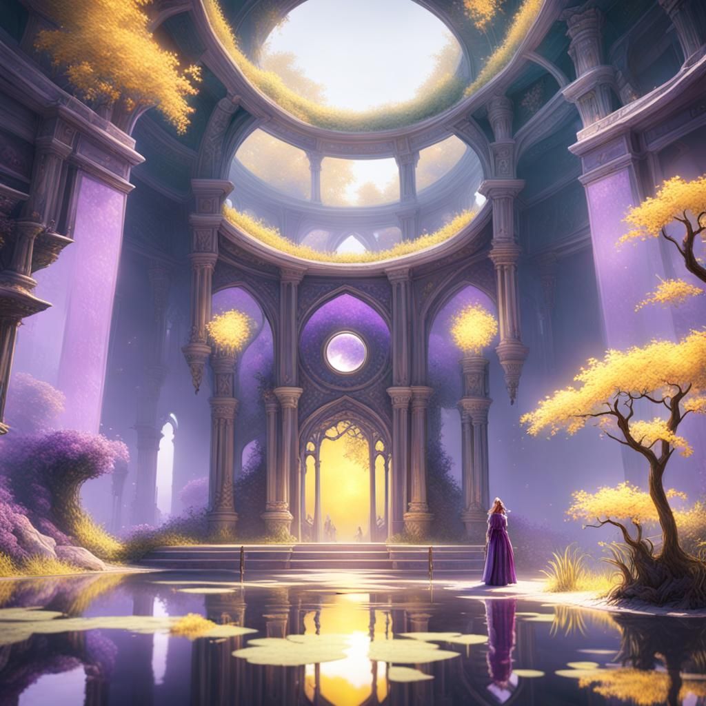 Mystical Pond Reflection in Dark Fantasy Style