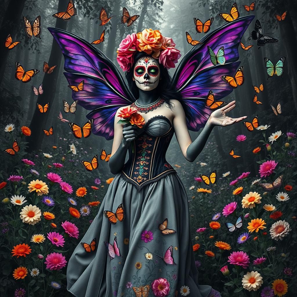 Woman with Día de los Muertos Face Paint