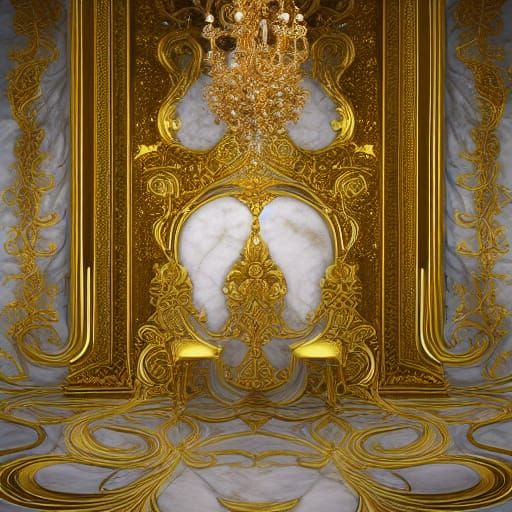 Magical World with Flowing Marble in Rococo Style