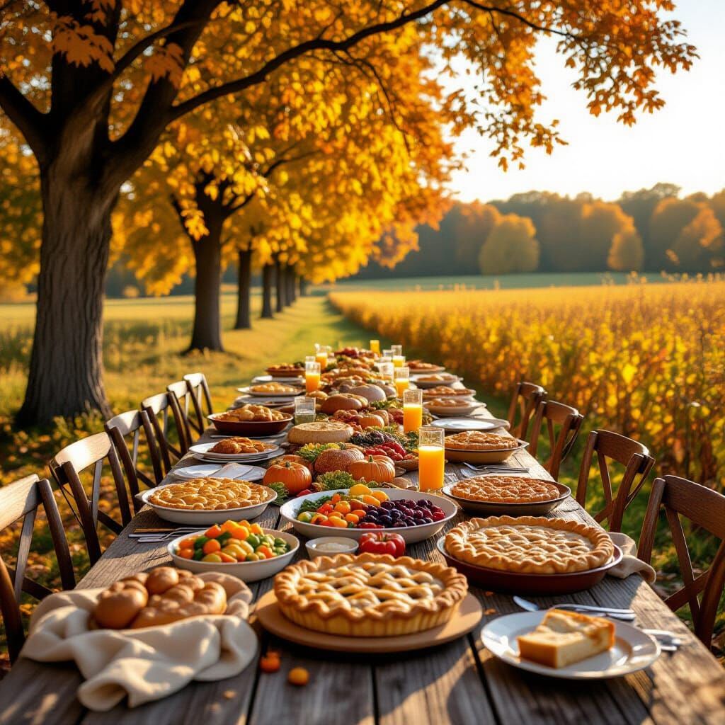 Grand Harvest Feast in Autumn Sunlight