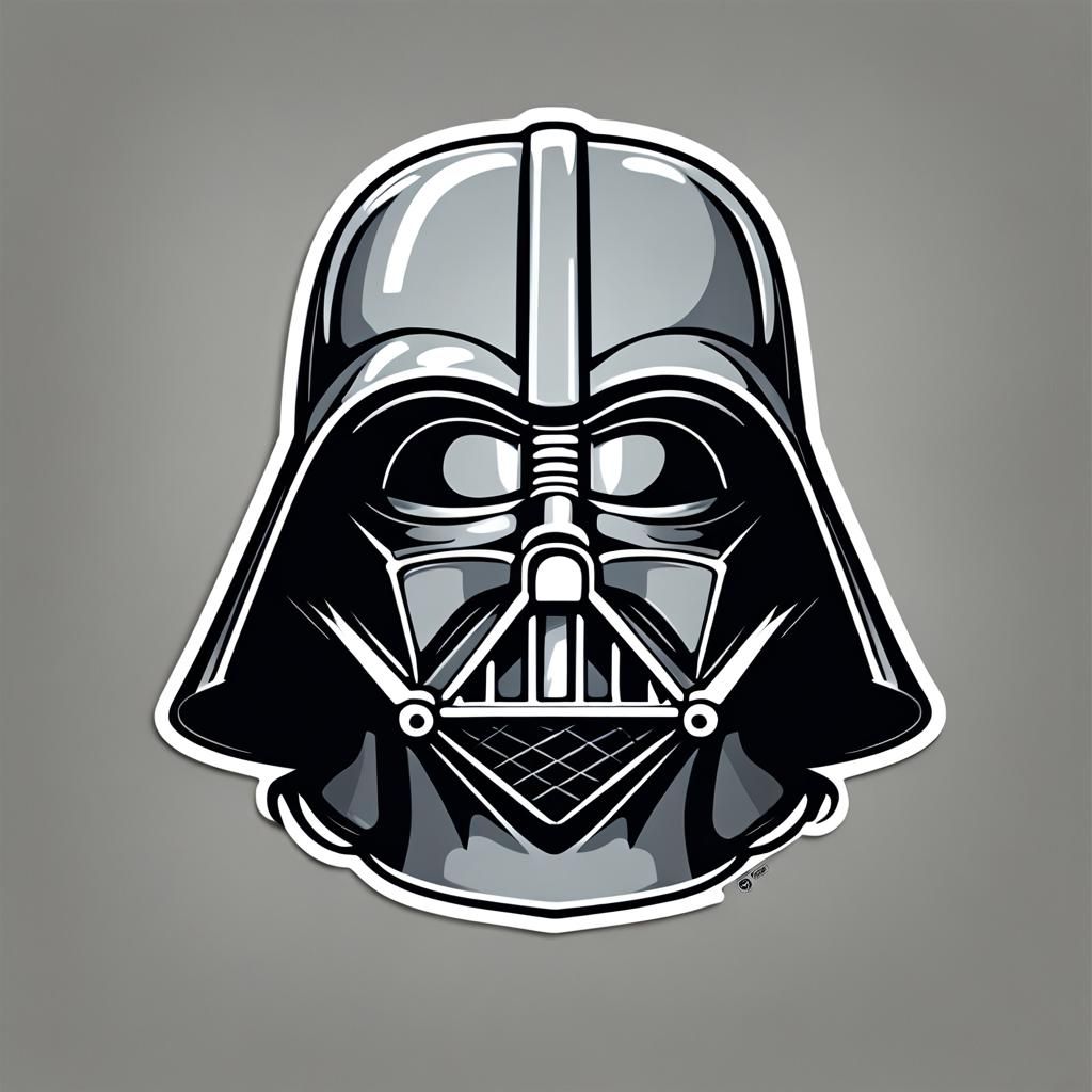 Furry Darth Vader Logo Sticker in Orthographic View