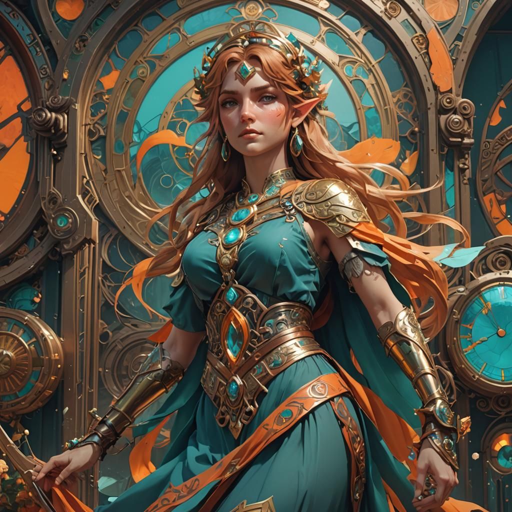 Link Concept Art in Orange and Teal