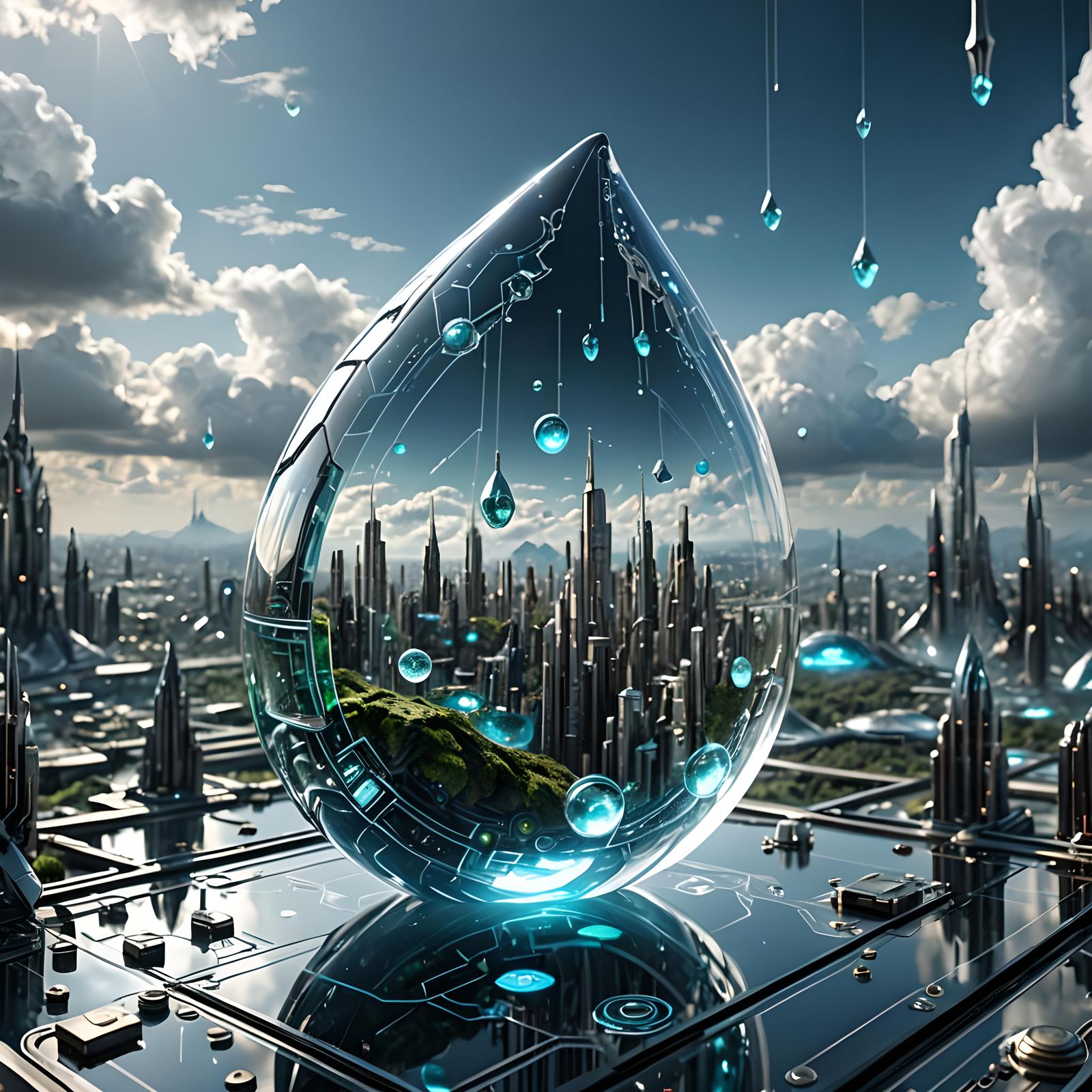 Circuit Board Jungle in Sci-Fi Glass Interface