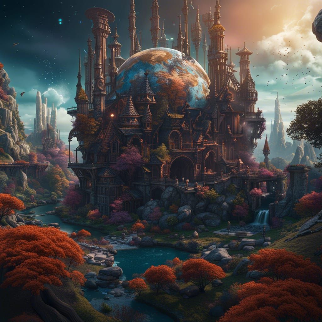 Earth's Future Under AI: Detailed Matte Painting