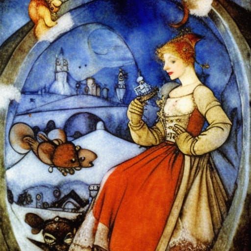 Steampunk Mouse in Winter Fairycore Fantasy