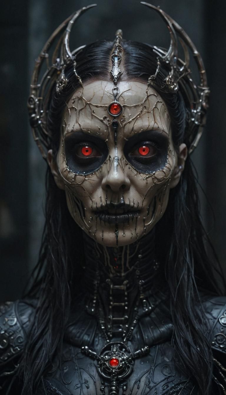 Gothic Sci-Fi Horror: Cyborg Vampire Queen Portrait