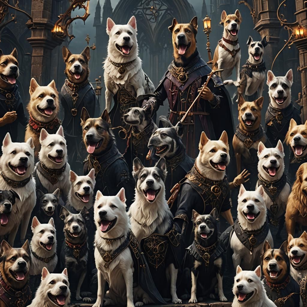 Ghost Dogs Singing Gothic Music in Detailed Painting