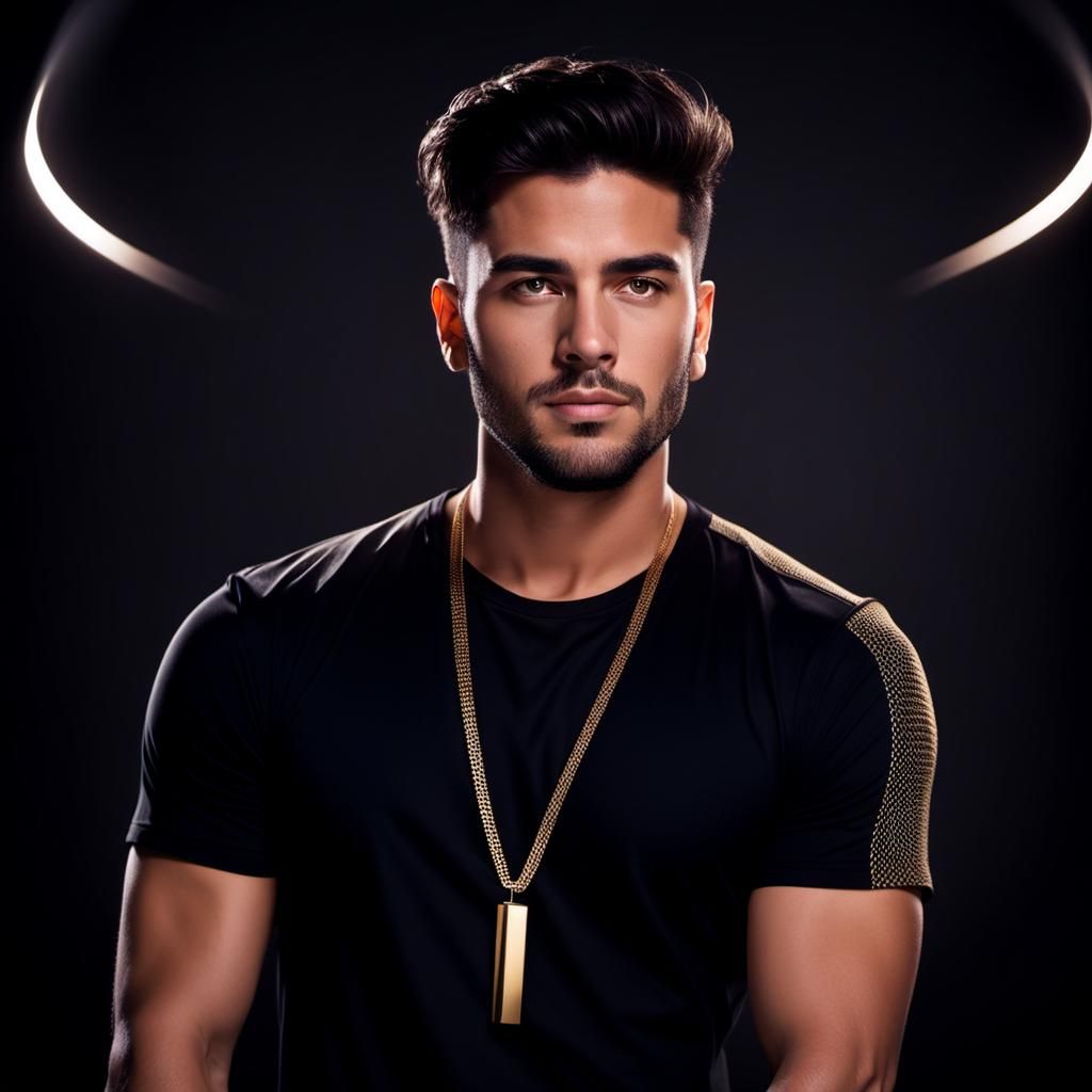 Sleek Portrait of Confident Man with Golden Accessories