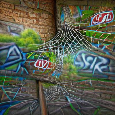 Stretched Spiderweb in 3D Graffiti Style