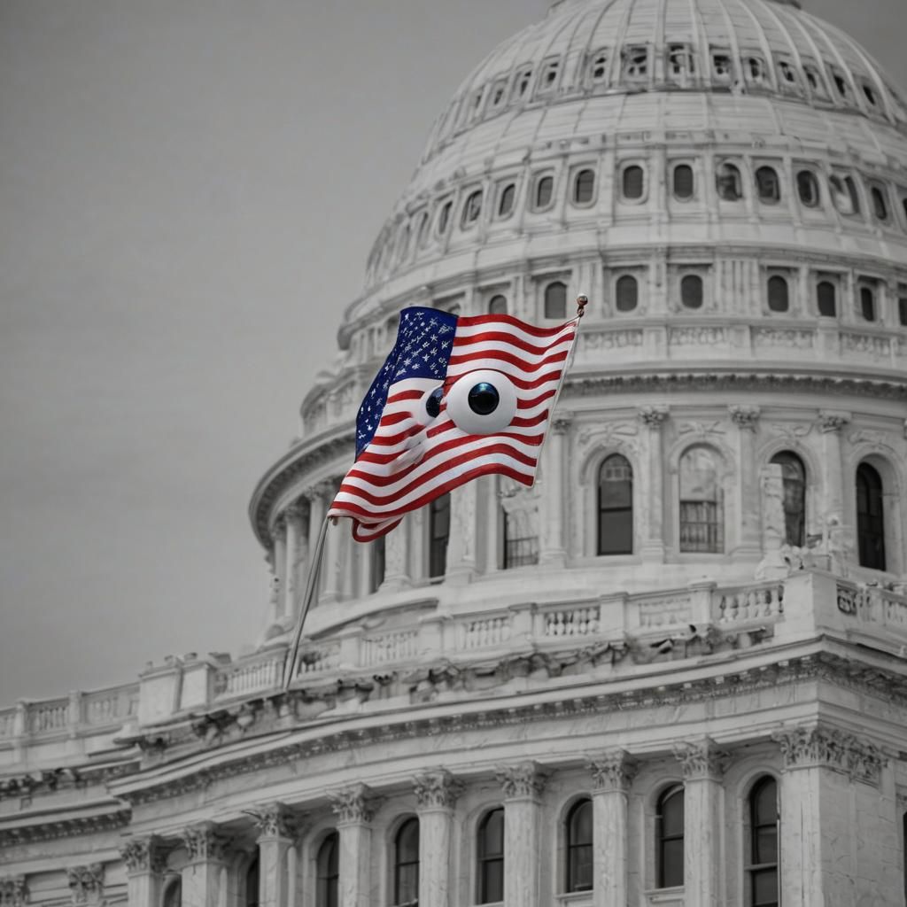 Surreal Googly Eyes American Flag Pop Art