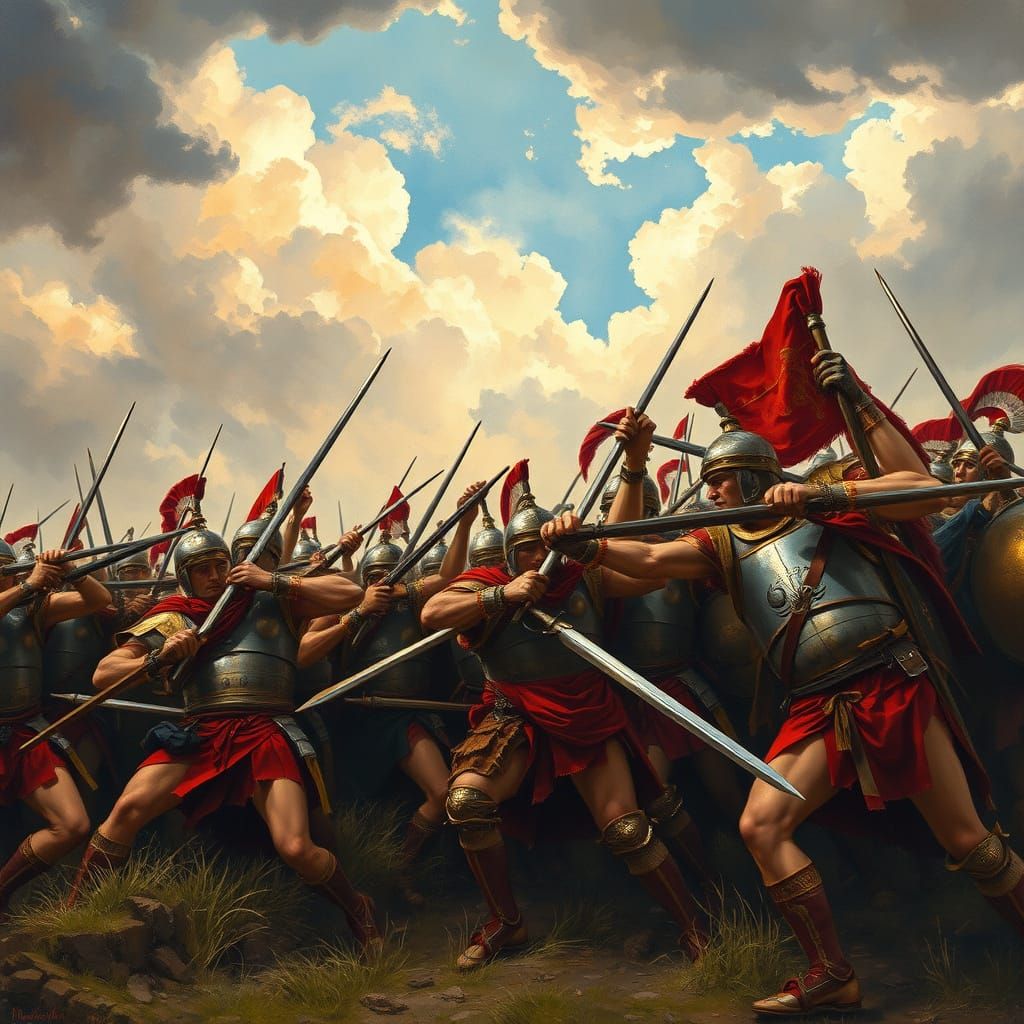 Dramatic Clash of Illyrian and Roman Warriors in Impressioni...