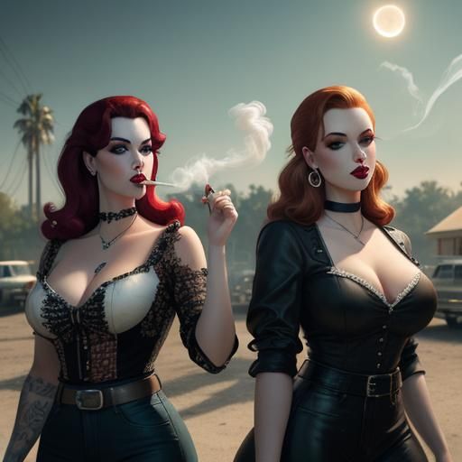Retro Rockabilly Vampire Girlfriends in Trailer Park