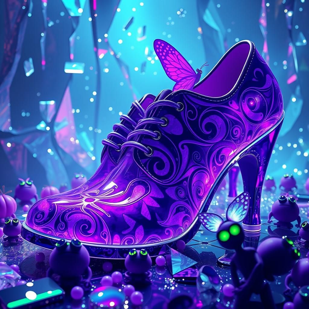 Luminescent Purple Shoes in Dreamlike Candy Land