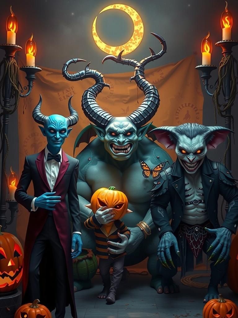 Fantastical Creatures in Formal Attire, Hyperrealistic Photo