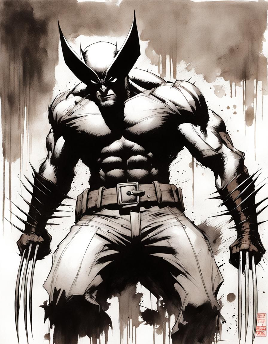 Wolverine Comic Book Cover Art in Bisley Style