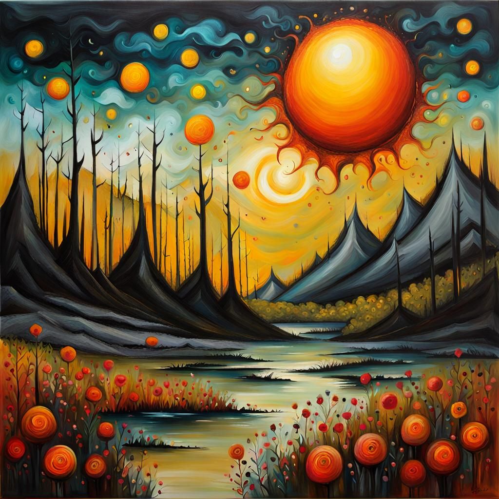 Whimsical Doom and Gloom in Mixed Media