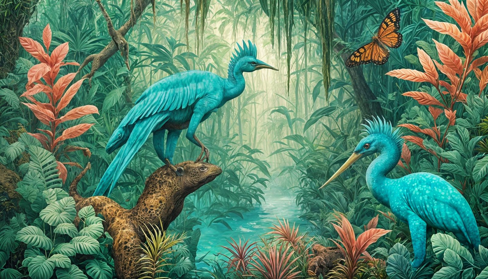 Surreal Turquoise Jungle Scene
