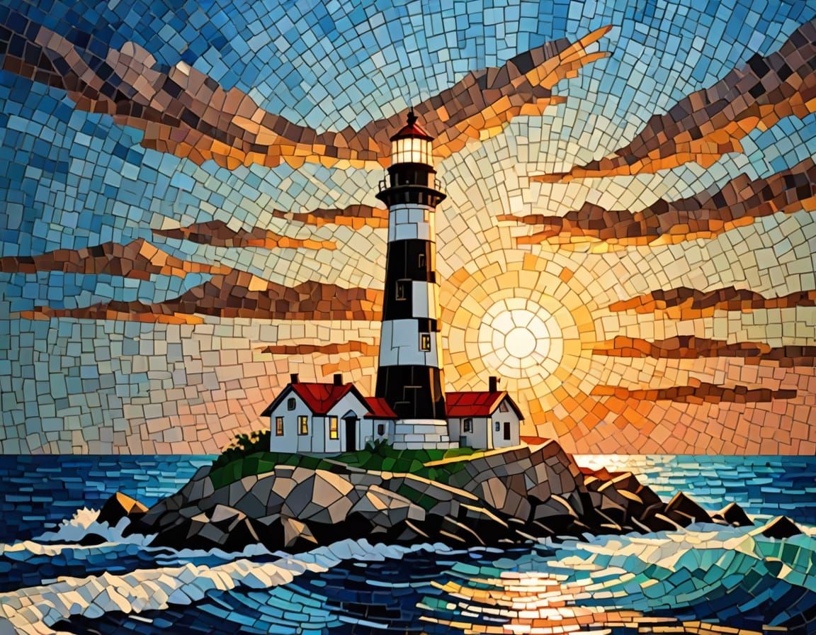 Mosaic Lighthouse Art