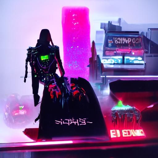 Cyberpunk Empress with Neon Synthwave Aesthetics