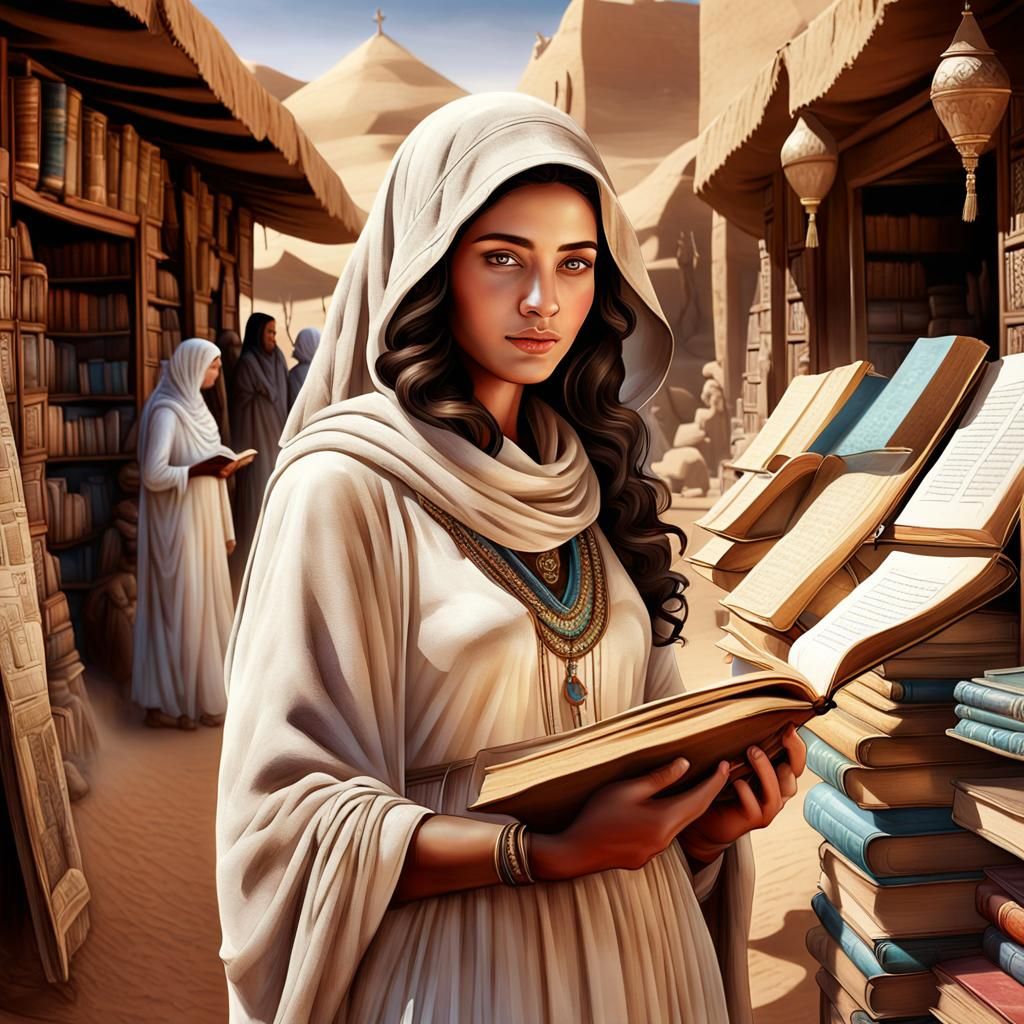 Egyptian Desert Book Market with Goddess Isis