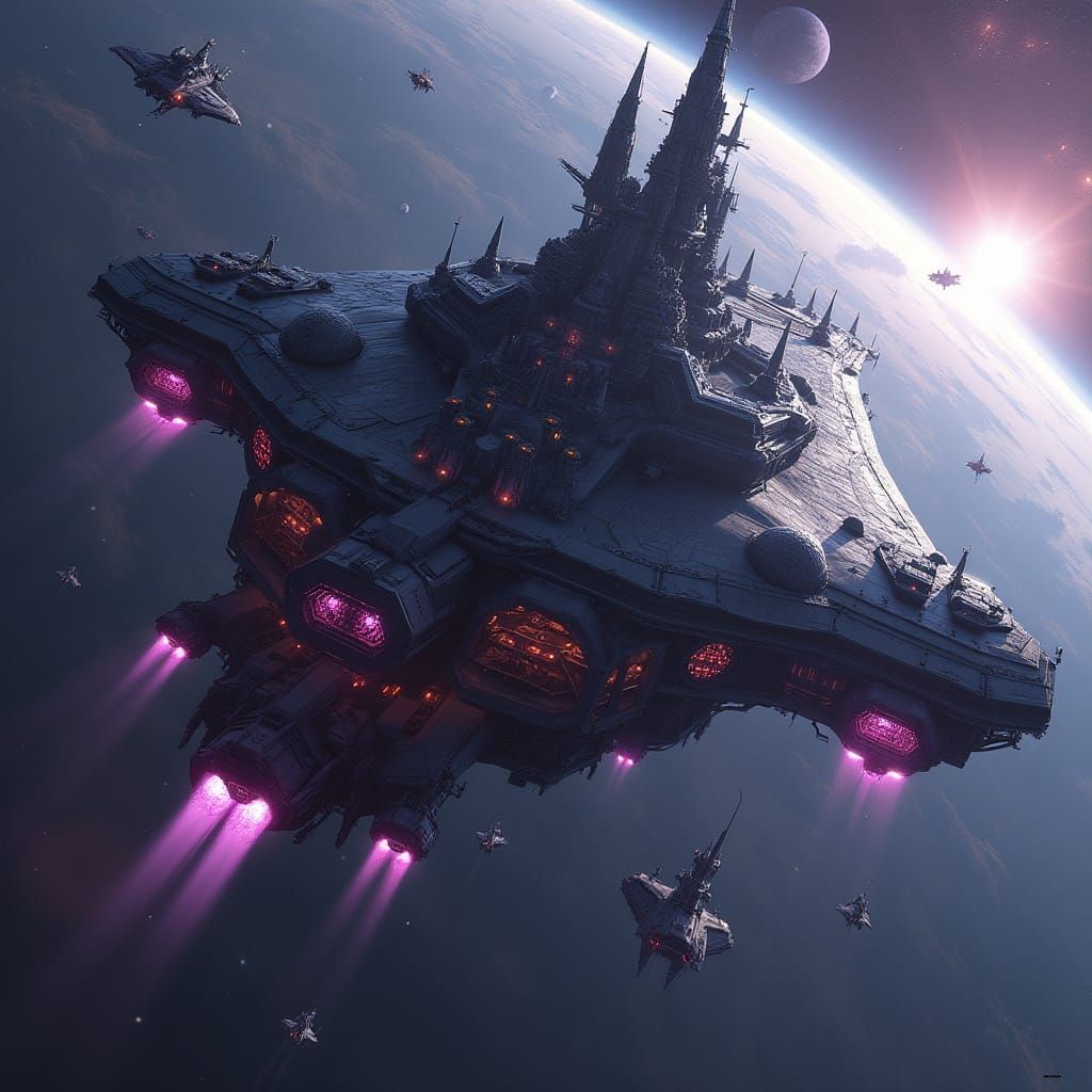 Colossal Spaceship Dominates Binary Star System in Photoreal...