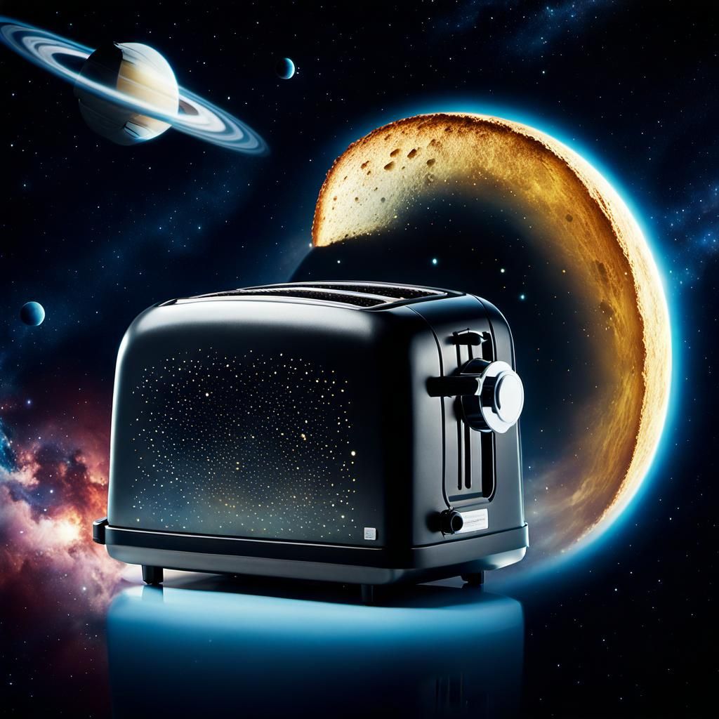 Toaster Drifting in Space: Cinematic Anime Art