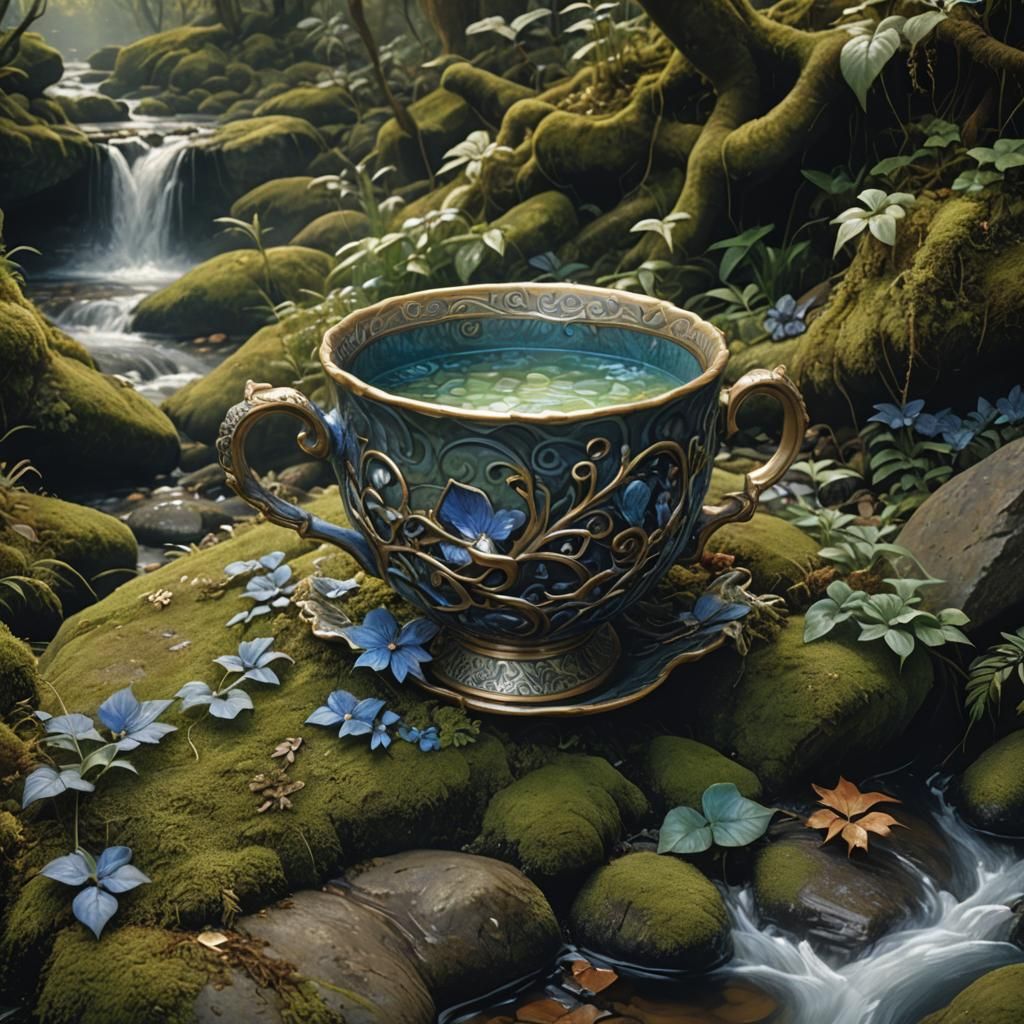 Ornate Stream Cup Still Life: Fantasy Matte Painting