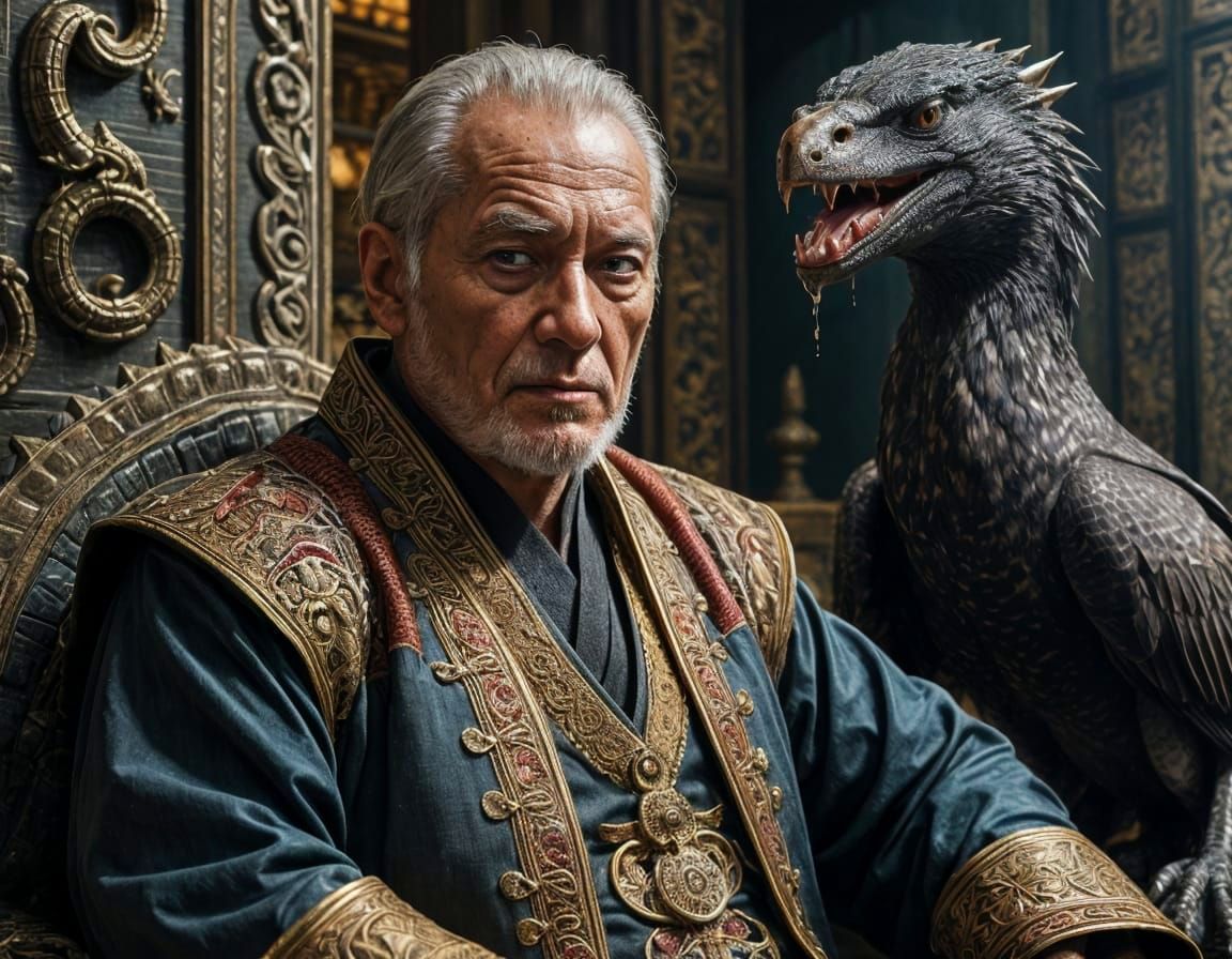 Mysterious Demon Duke Sits on Crocodile, Riding with Majesti...