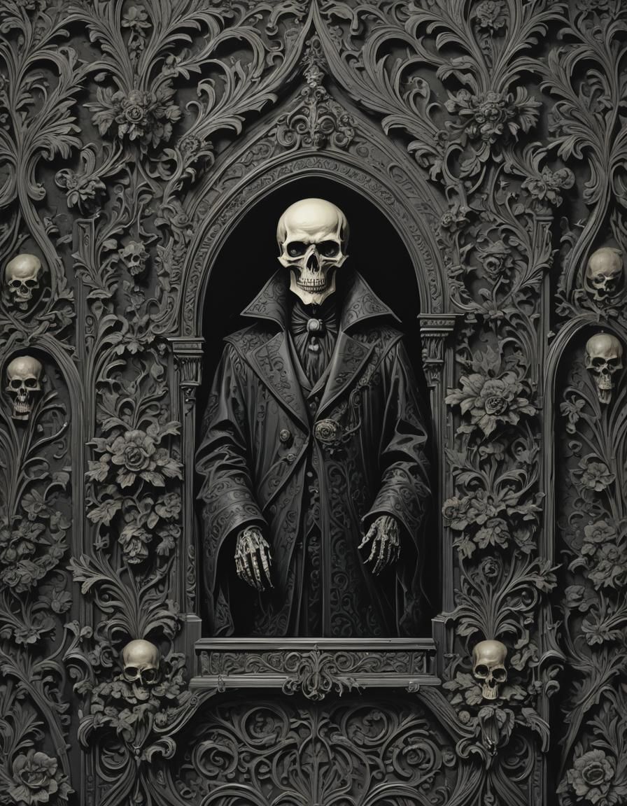 Sinister Gothic Coffin in Victorian Graveyard