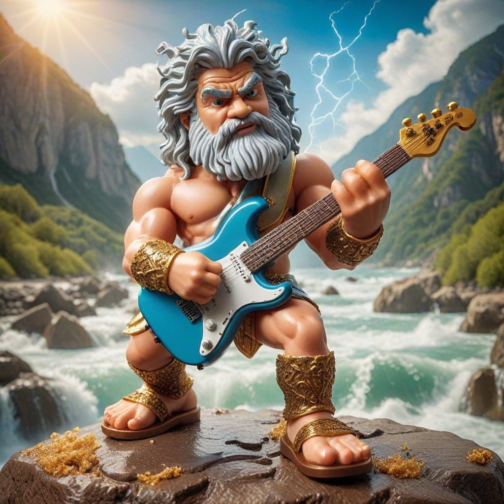 Epic Zeus Bobblehead Doll Plays Electric Guitar