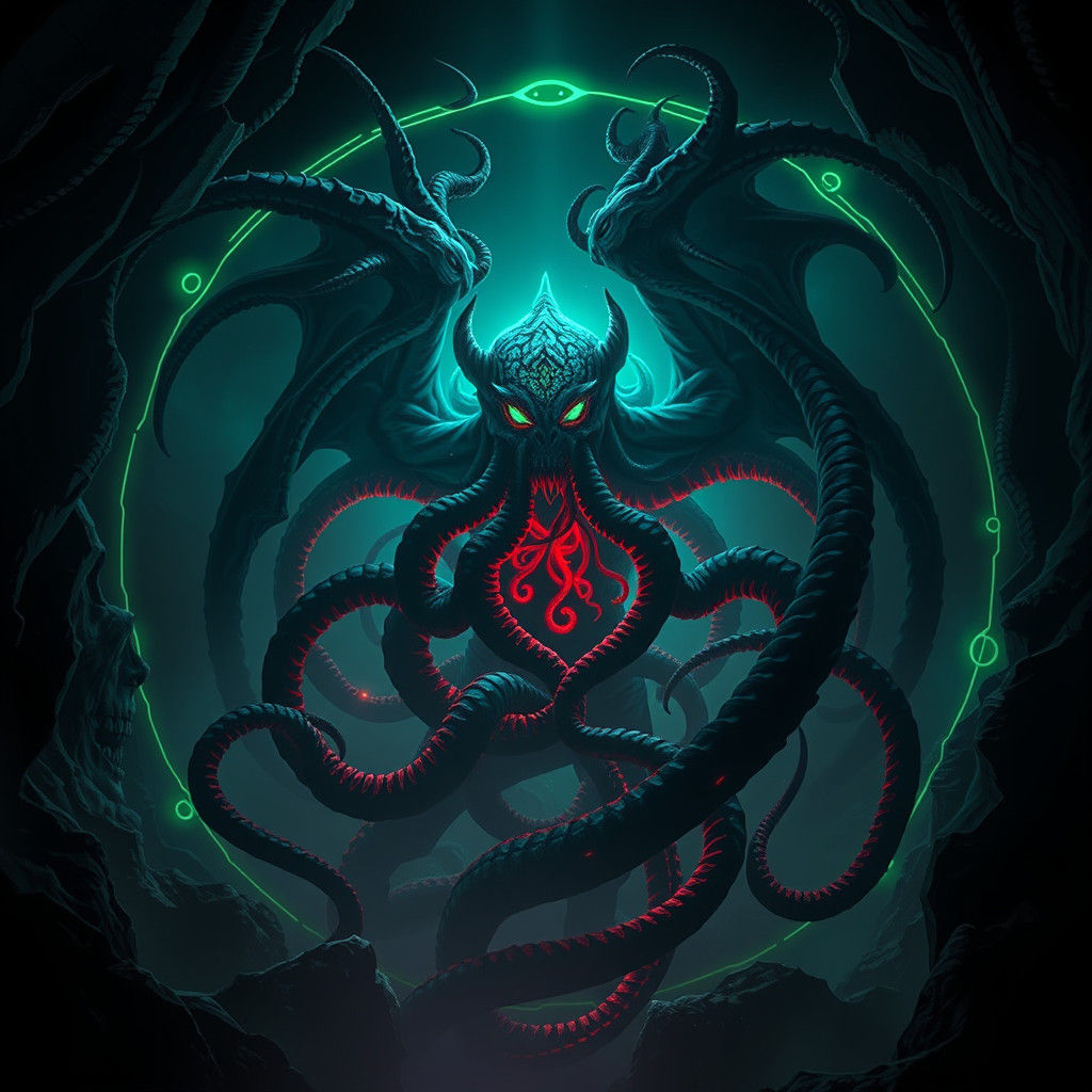 Eldritch Art Nouveau: Cosmic Horror in a Neon Abyss