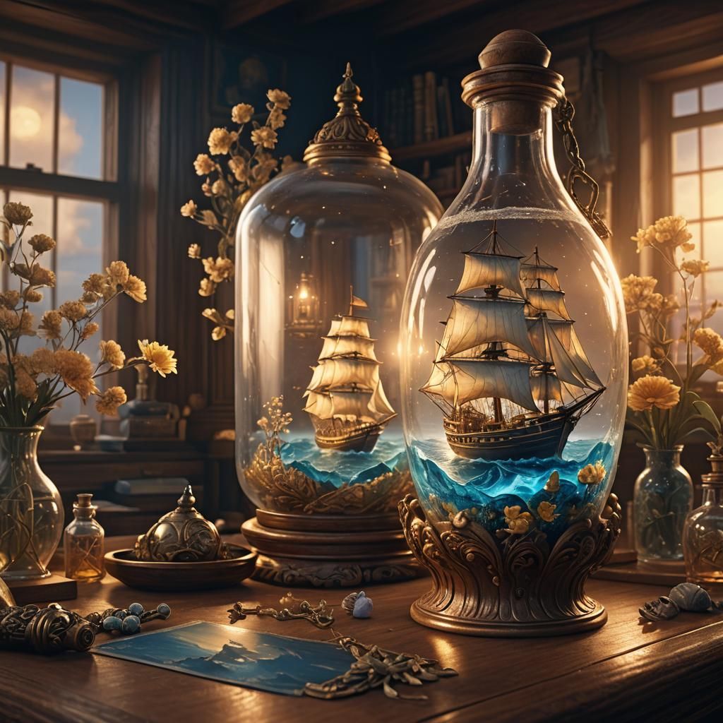 Sailing Ship in a Bottle: Fantasy Concept Art